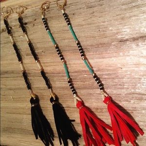 ✨ Boho Dangle earrings with leather fringe